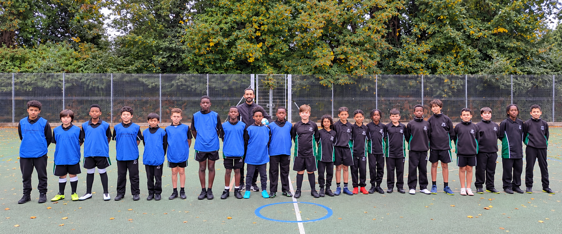 AI-edited illustration of a youth sports group on an outdoor court